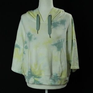 Mono B Yellow and Green Tie-Dye Hooded Sweatshirt